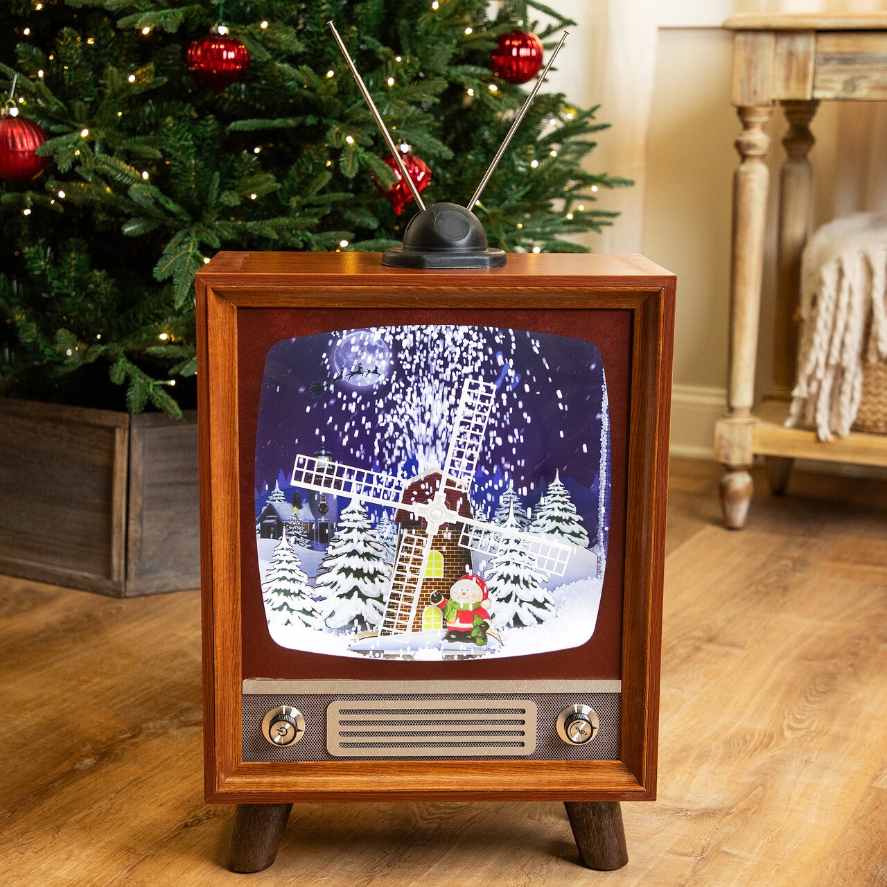 Northlight LED Lighted Musical Snowing Windmill TV Set Decoration - 21"